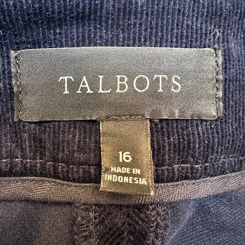 Talbots Deep Navy Blue A-Line Corduroy Skirt Women’s Size 16 Chic Career Preppy